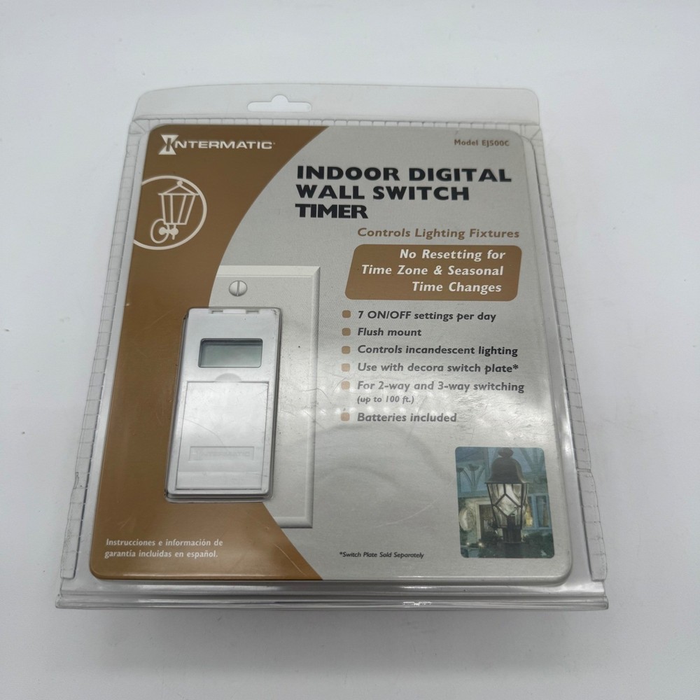 Intermatic EJ500C Indoor Digital Wall Switch Timer White Programmable Lighting