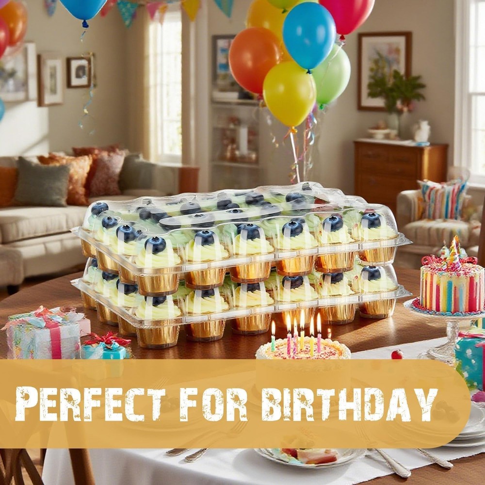 PYYZHALI 24 Pack x 10 Sets Count Cupcake Containers, Plastic Disposable Cupca...