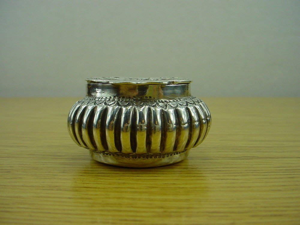 Antique Repousse Sterling Silver Pill Betel box