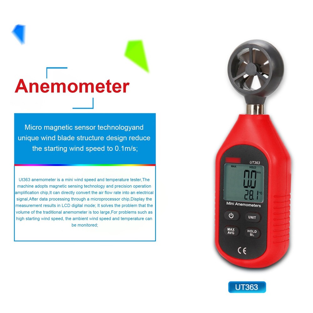 Precision Measure Wind Speeds Handheld Digital LCD Anemometer Backlight Display