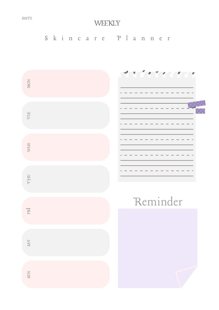 Printable Digital Skincare Planner