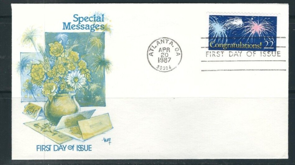 USA SC # 2267 Congratulations! FDC . Marg Cachet