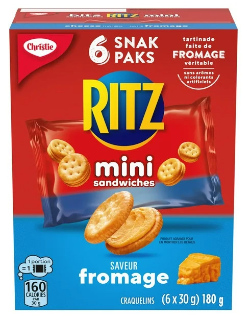 Ritz Bits Cheese Sandwich Cracker Snack Pack, 180g (2 Pack)