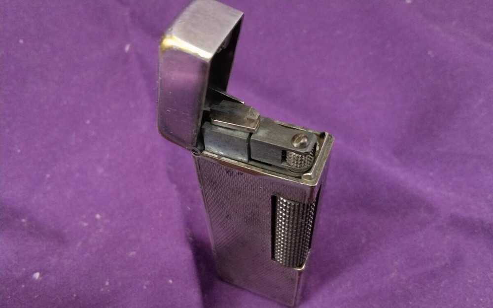 Dunhill Rollagas Initial Model Silver Barley Pocket Lighter Fully-Operated