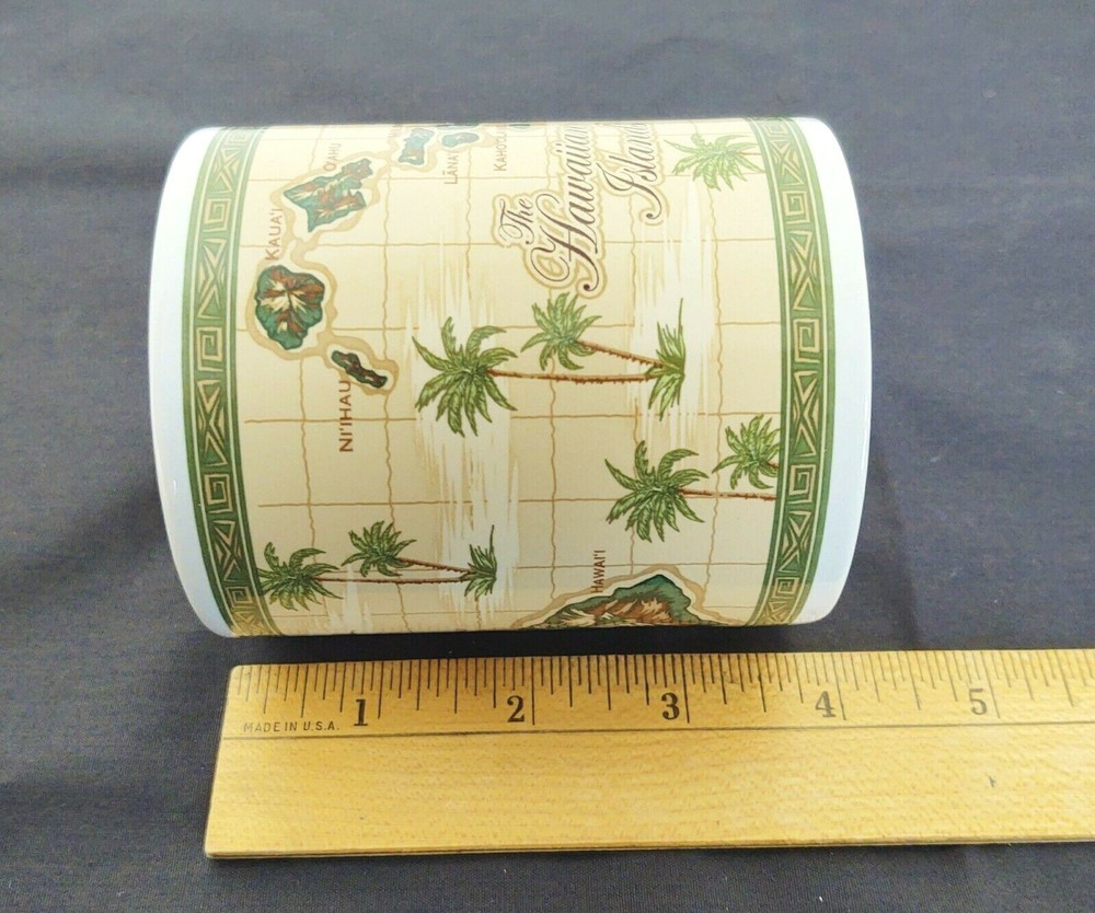 NEW ! HAWAIIAN ISLANDS PALM TREES COFFEE CUP