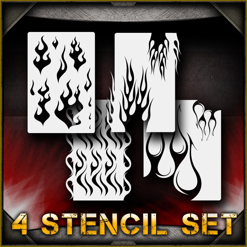 Flame Set Airbrush Stencil Template Airsick