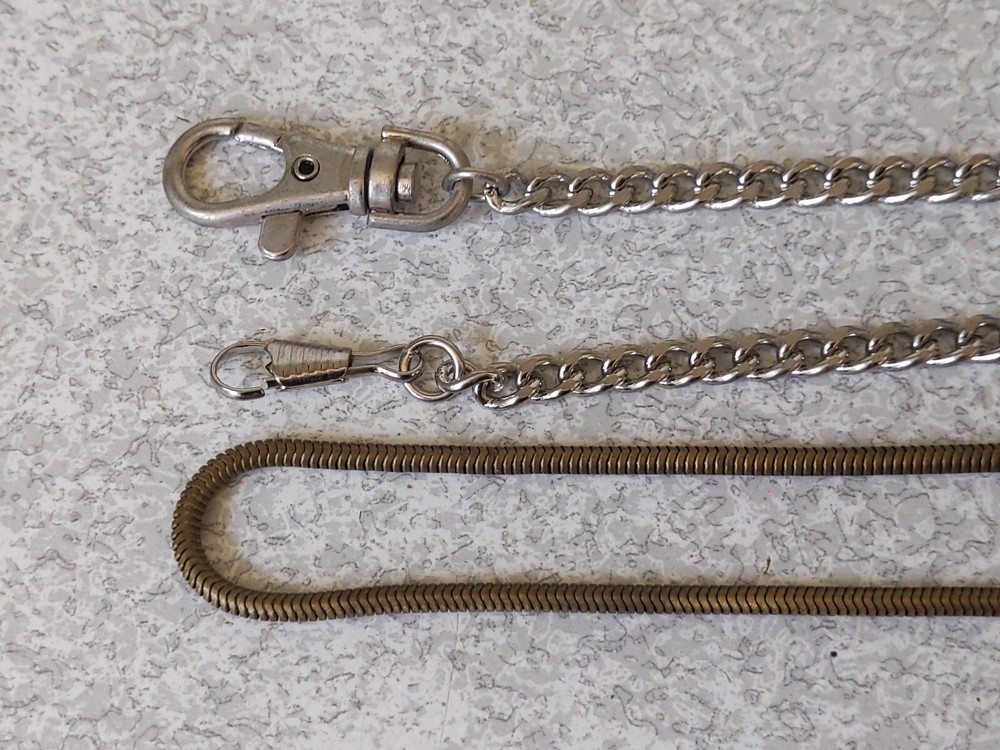 TWO MODERN POCKET WATCH CHAINS - 14 INCHES