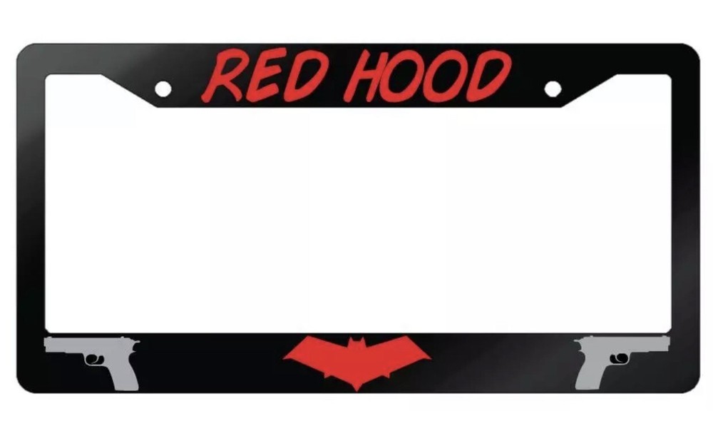 Red Hood Glossy Black Plastic License Plate Frame DC