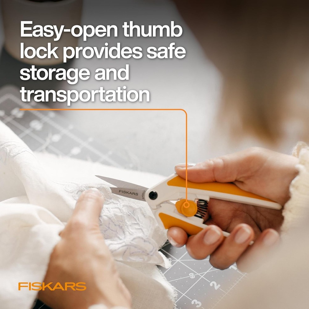 Fiskars Micro-Tip Spring Assisted Scissors, Precision Cutting Stainless Steel Bl