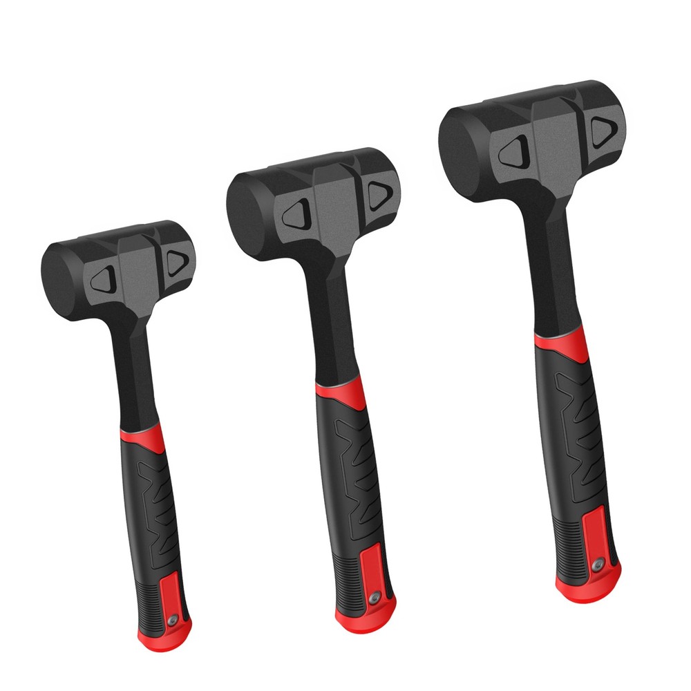 YIYITOOLS 3-Piece Dead Blow Hammer Set, Black