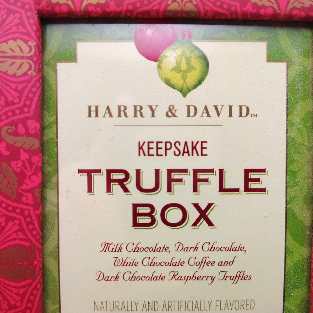 Harry & David Keepsake Truffle Box 3x5 Picture Frame Empty Box Red Green Vintage