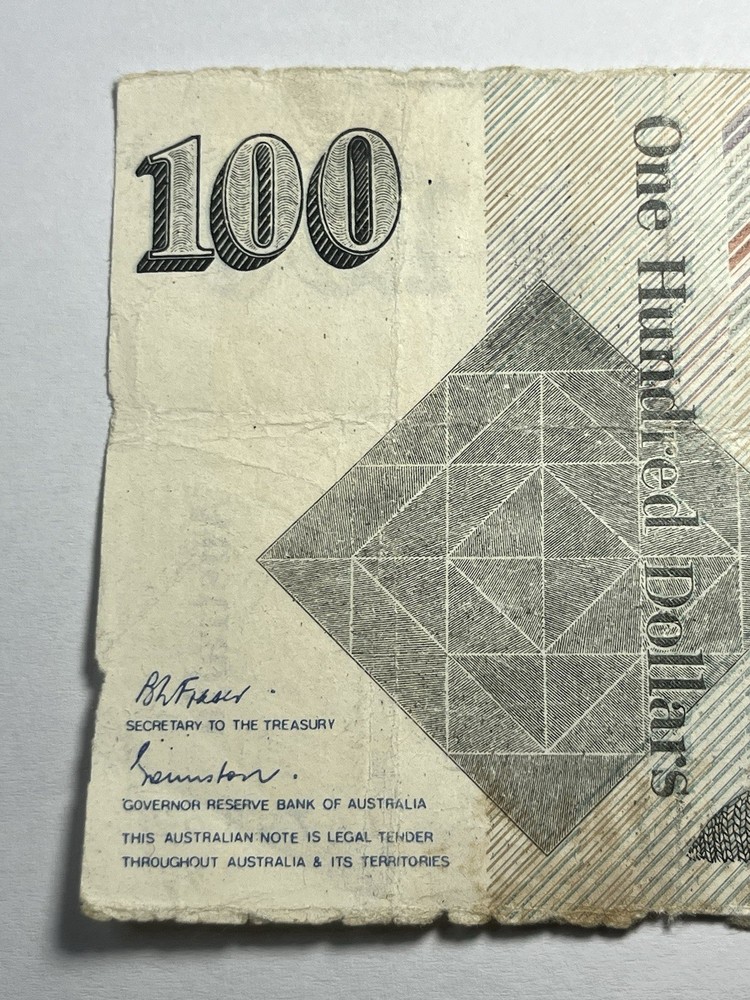 RARE ERROR 1985 $100 Paper Note_Fraser & Johnston_Missing prefix & Dropped ONE