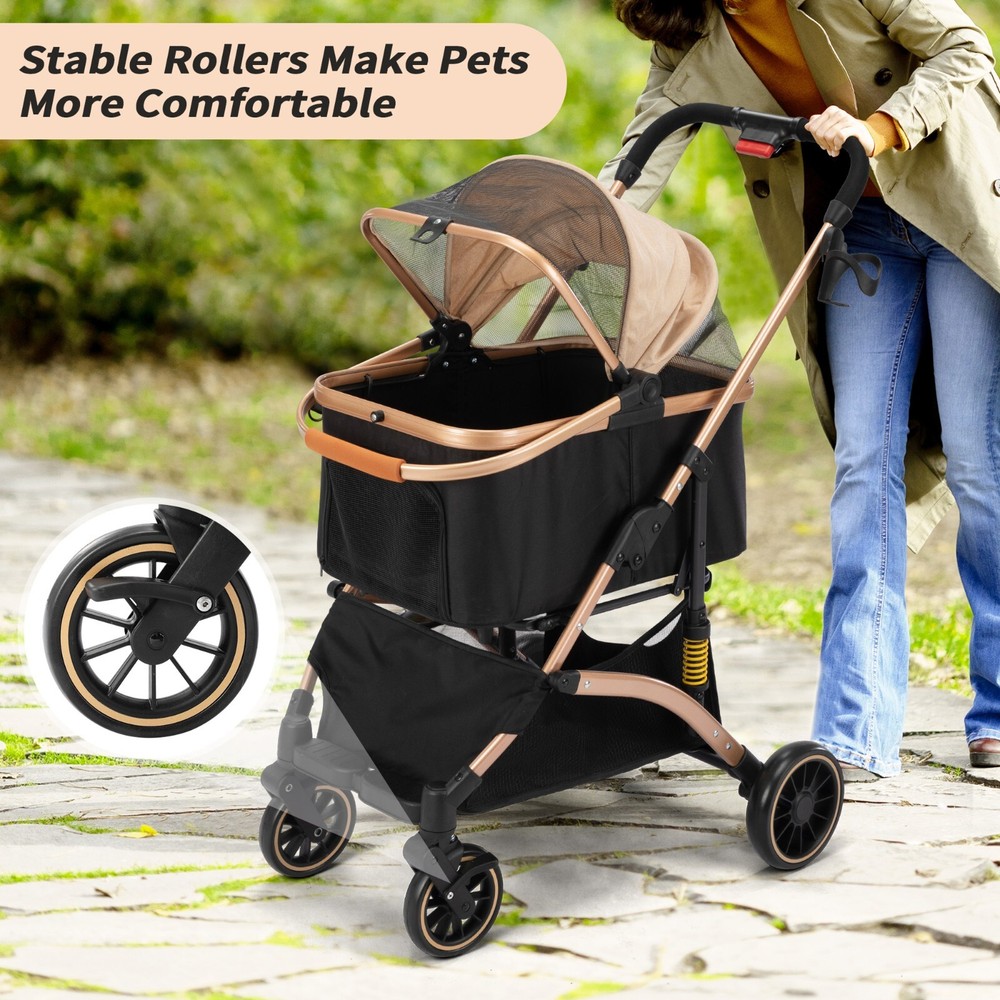 COZIWOW Pet Stroller Folding Stroller with Cup Holder, Storage Basket,4 wheels