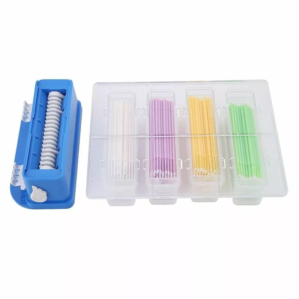 Dental Orthodontic Micro Applicator Sticks Dispenser + 4 Container 400 Pcs Tips
