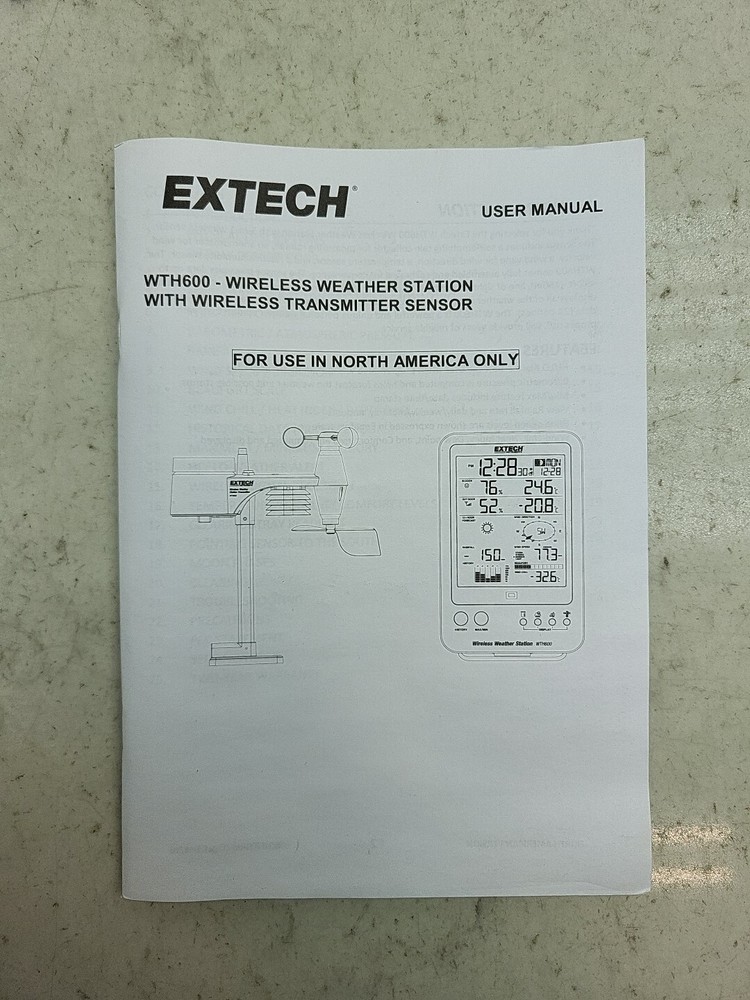 Extech Wireless Weather Station 2 Pieces LCD Screen 450ft Range WTH600-KIT New