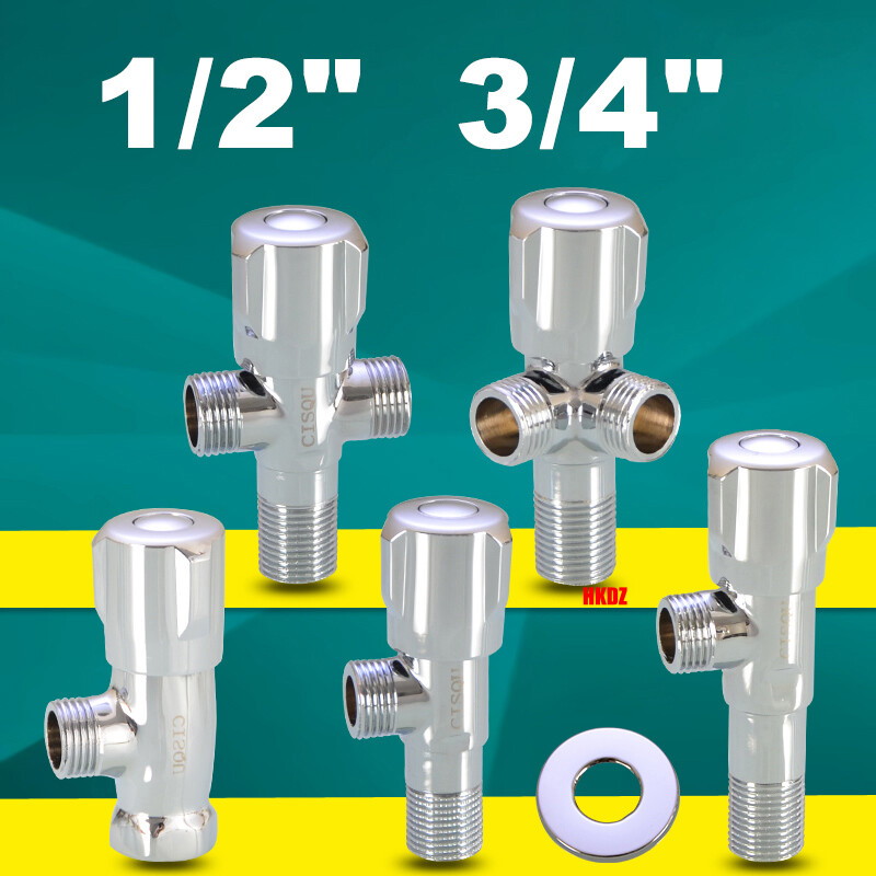 1/2"3/4" Hot-Cold Angle Valve Toilet Copper Valves for Kitchen Sink Tap Triangle