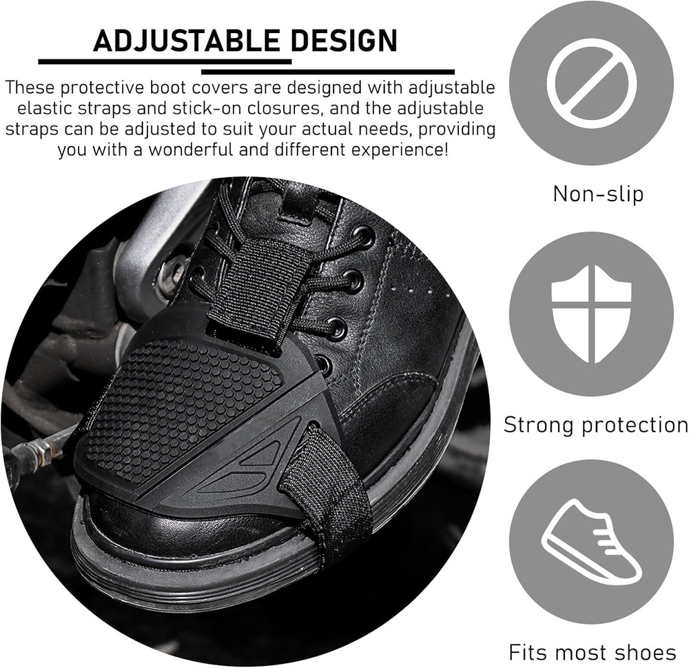 2PCS Motorcycle Shift Pads, Adjustable Anti-Slip Rubber Boot Protectors