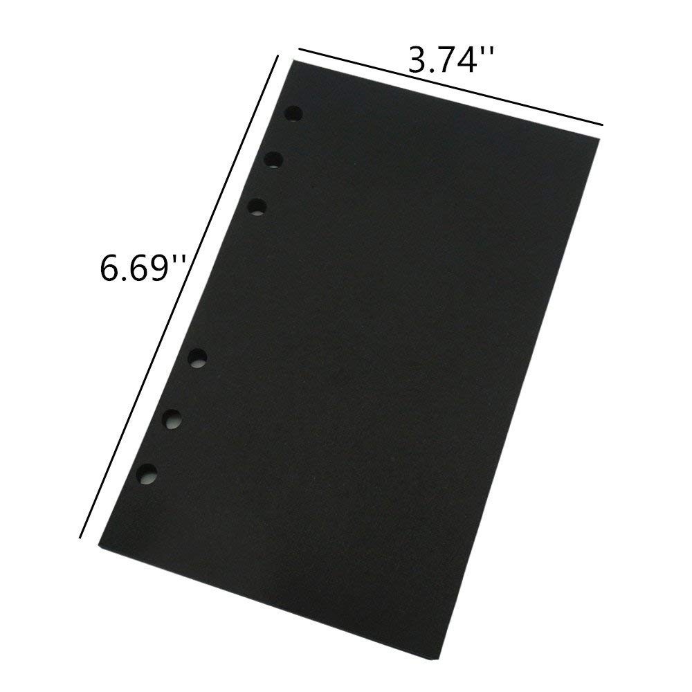 A6 Planner Refill, Refillable Notebook Paper, 6 Ring Binder A6, Black Blank
