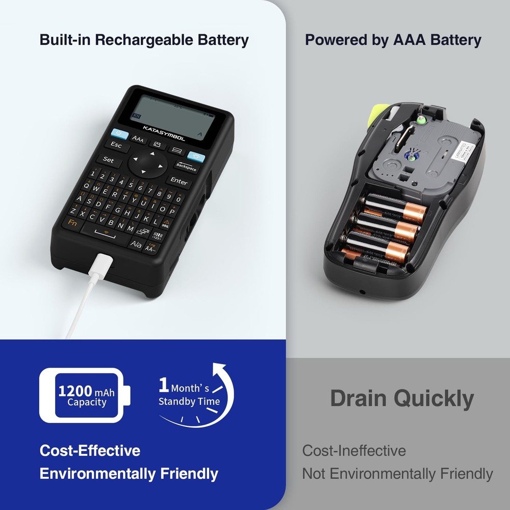 E11 Bluetooth Label Maker Machine Support Keyboard App 4 Tapes Inkless Black