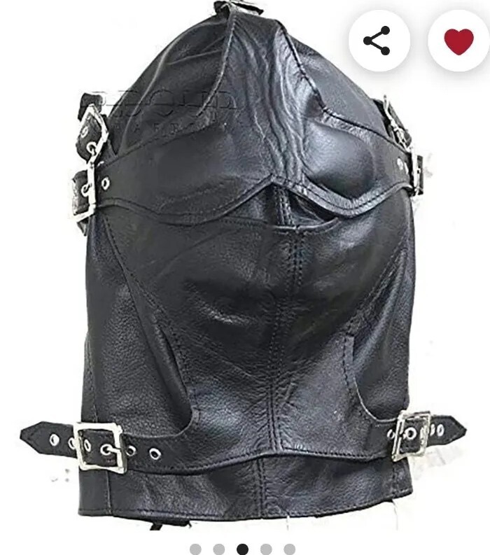 Real Leather Mask Hood Muzzle Blindfold Bondage