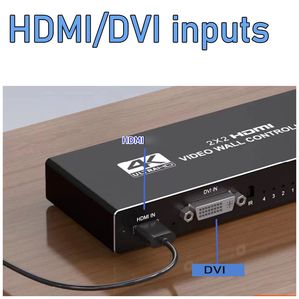 2x2 4K HDMI DVI Video Wall Controller Processor 1X3 1X4 4X1 Multi Screen Splicer