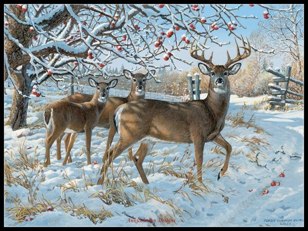 Counted Cross Stitch Pattern Embroidery Chart Needlework -Winter Deer