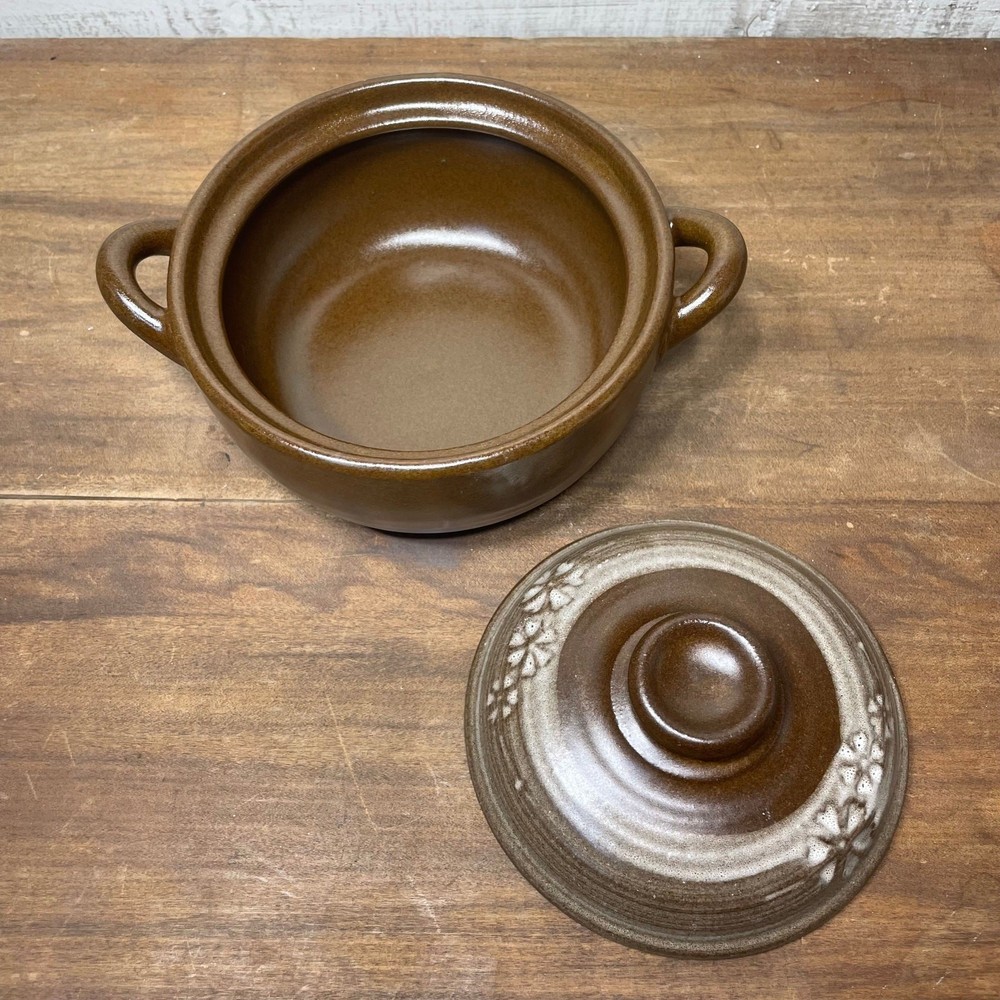 Small Brown Ceramic Pot with Lid