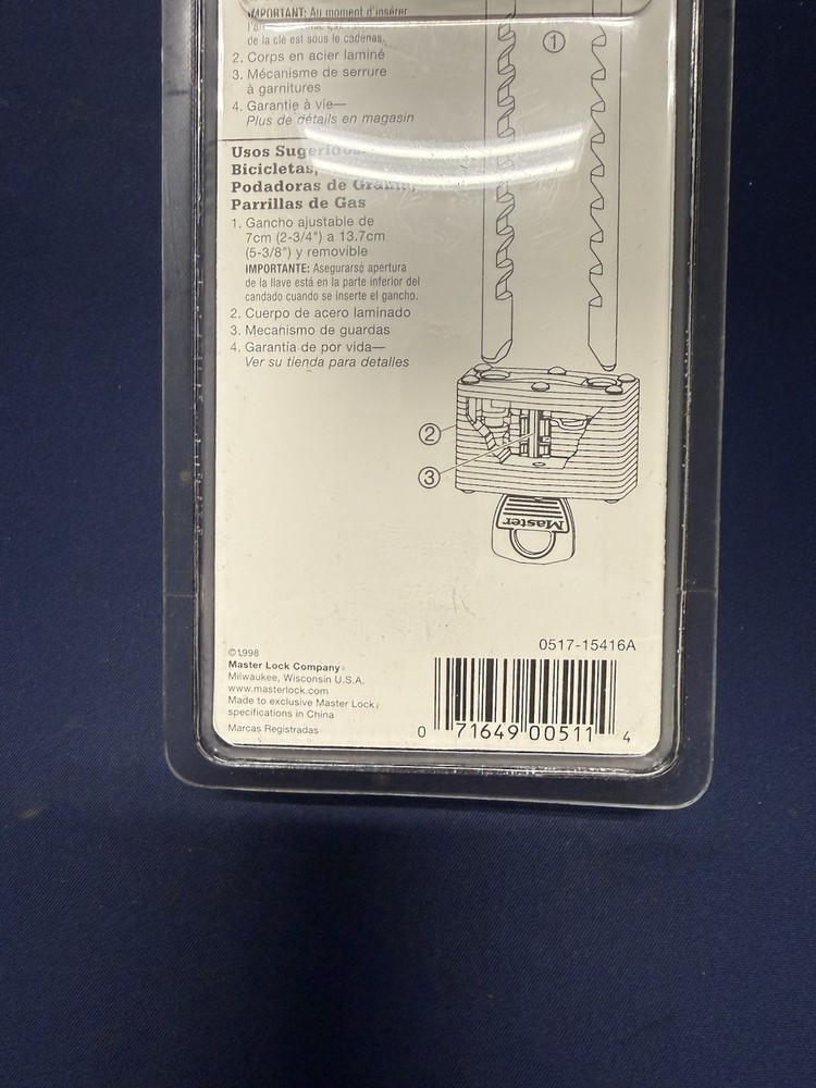 Master Lock 517D Padlock 2 -3/4" - 5-3/8" Long Adjustable Shackle