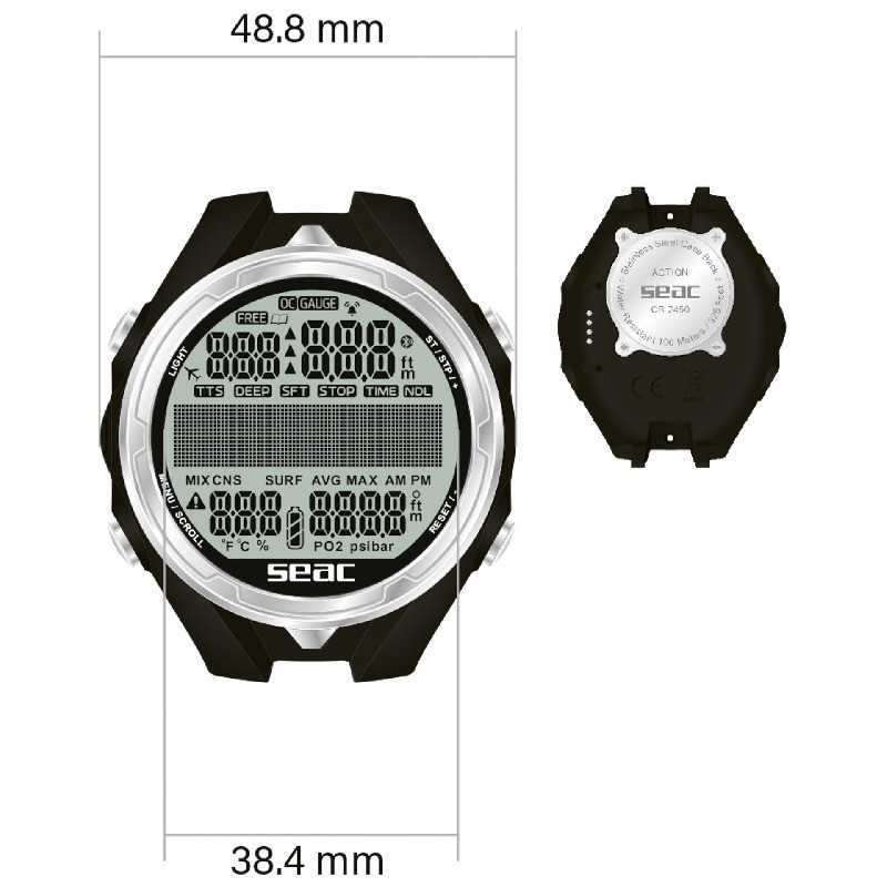 SEAC Action Black Dive Computer - Wrist Computer (1600005000520A)