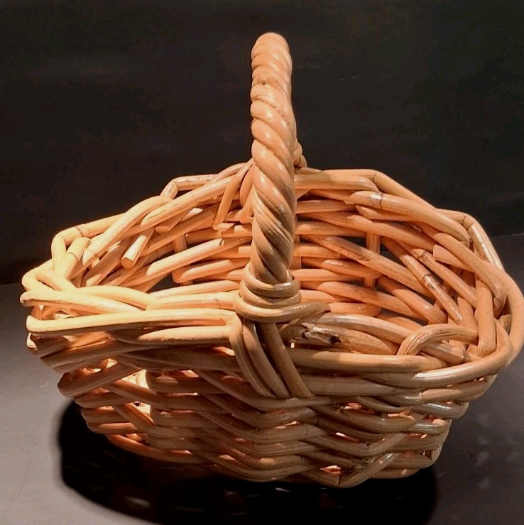 Vintage 9 " Sturdy Rattan Wicker Basket