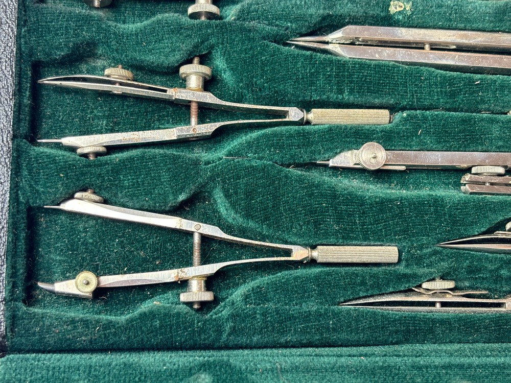 Post 1135 Drafting Engineers Tool Compass Set with Case Made In Germany