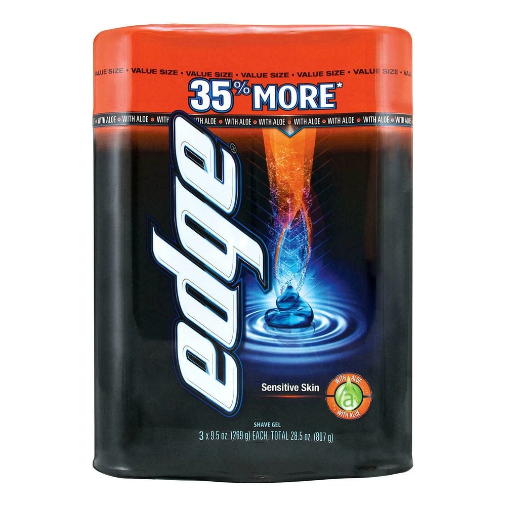 Edge Sensitive Skin Advanced Shave Gel 9.5 Ounce, 3 Pack