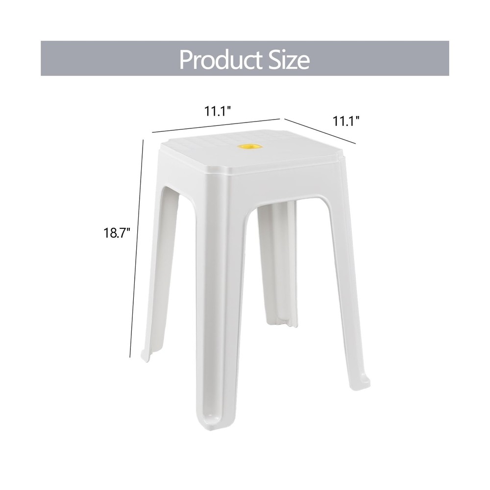 12-Pack Square Plastic Classroom Stools, 18.7 Inch Tall Stacking Stool Set, W...