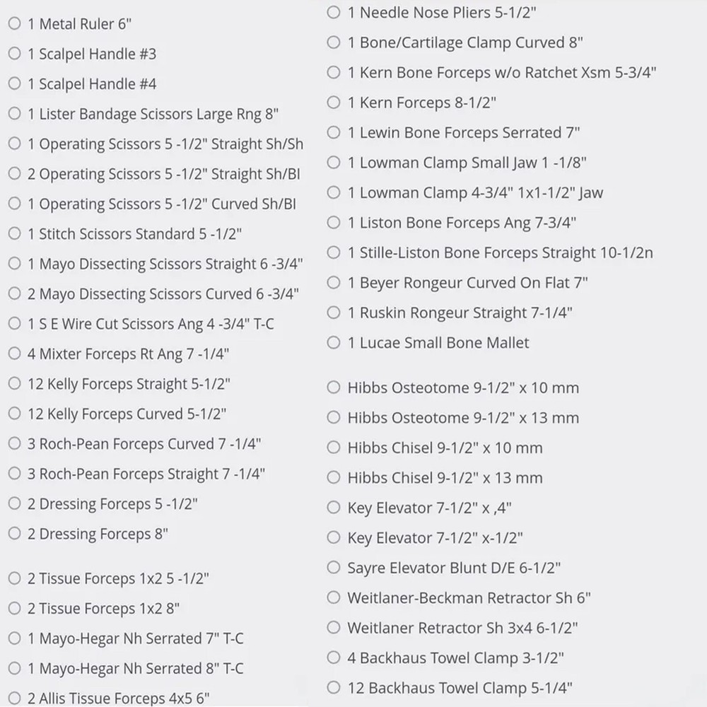 Basic Orthopedic Instruments Set Orthopedic Surgical Instruments with Box
