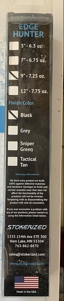 NEW STOKERIZED EDGE HUNTER 9” ALUMINUM STABILIZER BLACK