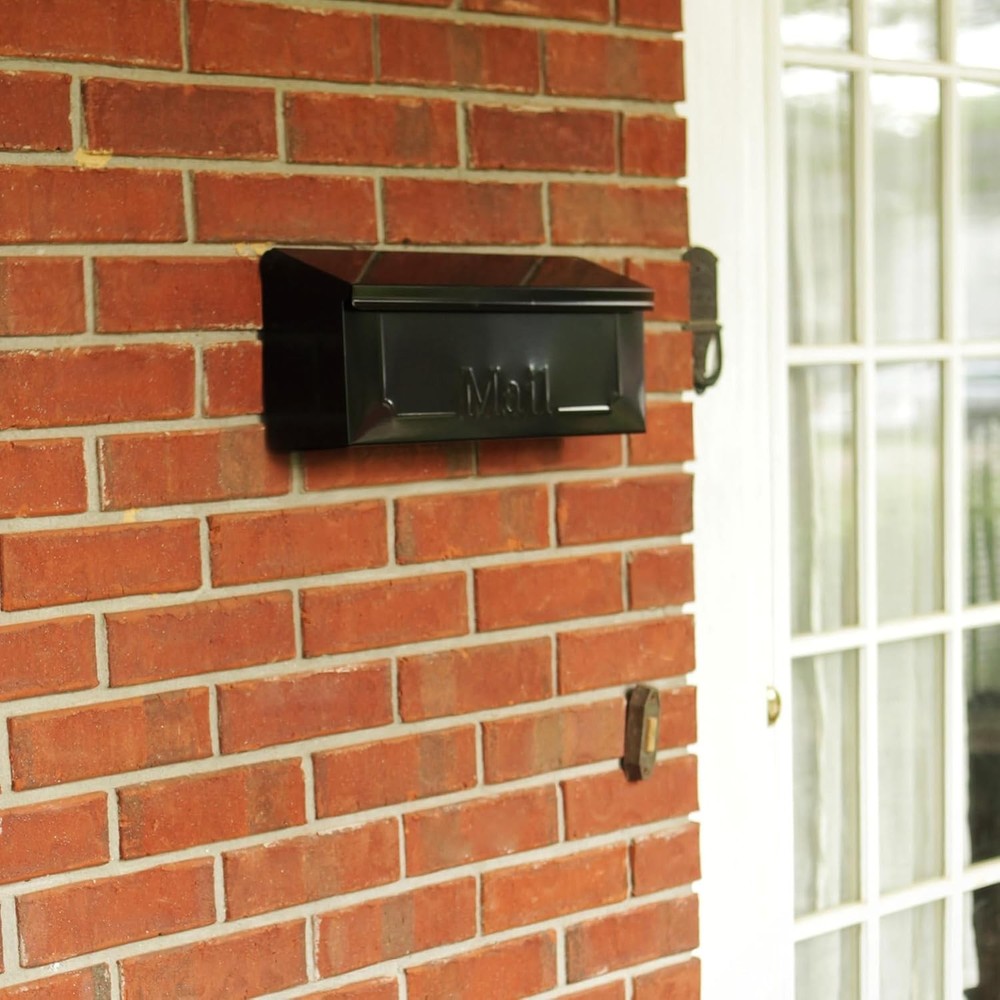 Sleek Black Wall-Mount Mailbox - Timeless Design with Top Access Functionality