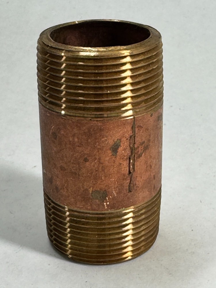 Brass Nipple 1-1/4" NPT Schedule 40 x 3" Long, Thread Both Ends