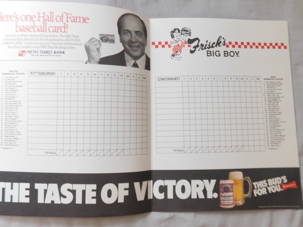 1992 Cincinnati Reds Yearbook Scorecard