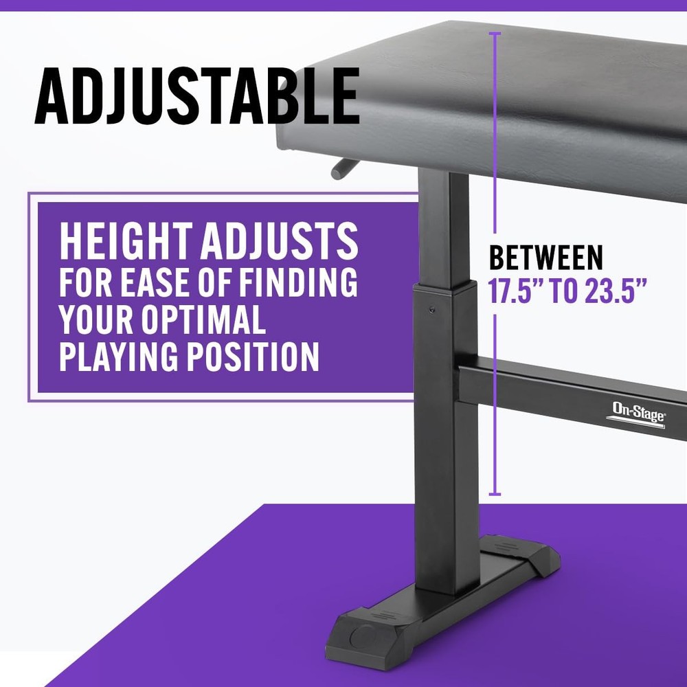 Height Adjustable Keyboard Bench Padded - On-Stage