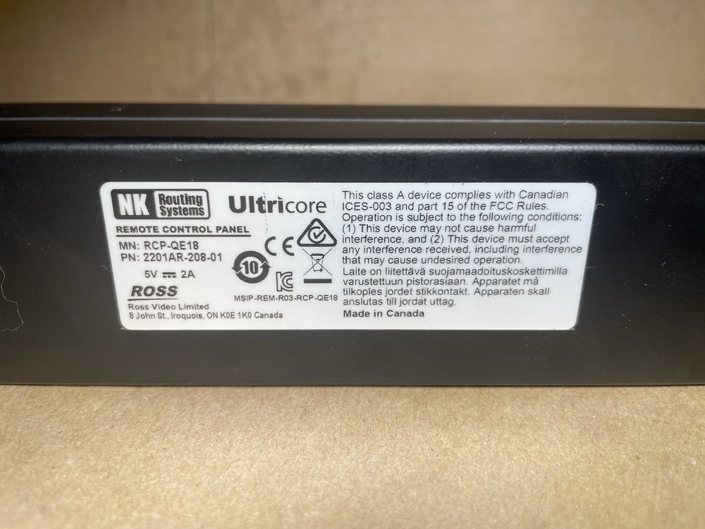 Ross RCP-QE18 Remote Control Panel – 18 Button Broadcast Switcher Panel