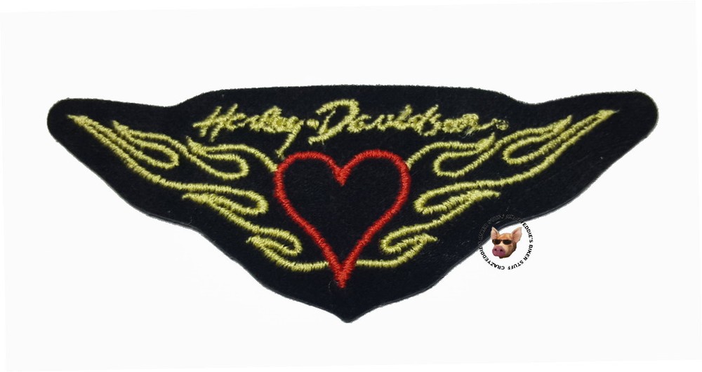 HARLEY DAVIDSON HEART ON FIRE VEST PATCH ** OBSOLETE DESIGN ** SMALL