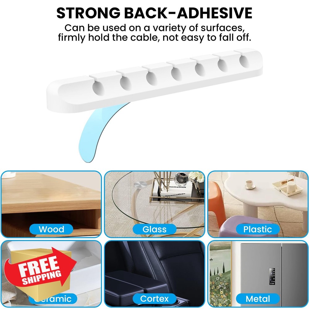 AhaStyle Cable Clips 3 Pack Self Adhesive Cord Organizer Desktop