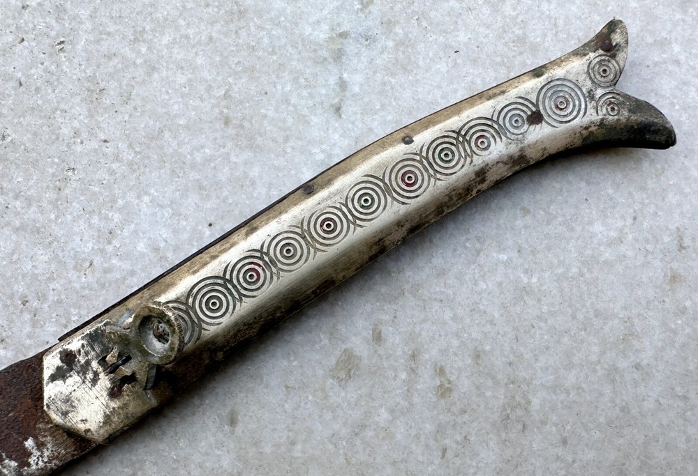 Antique Old Hand Crafted Brass Handle Iron Blade Folding Locking System Knife
