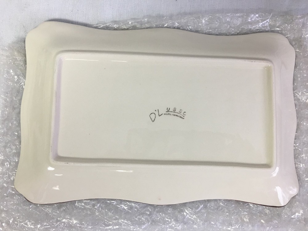 Ceramic Rectangule Platter with Wine and Pears by D'Lusso Designs