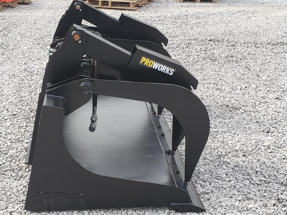 84″ Severe Duty Solid Bottom Bucket Grapple with Bolt on Edge Fits Skid Steer QA