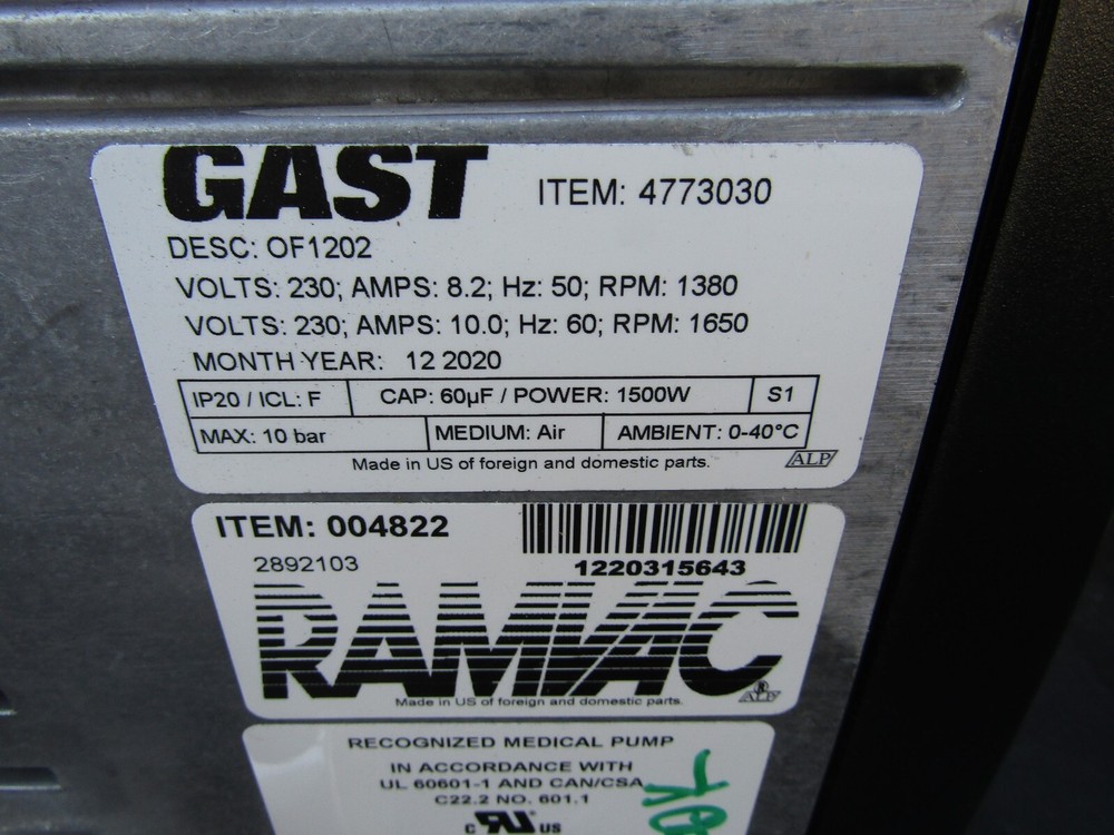 Ramvac Osprey Dental Compressor Gast Head OSP28B