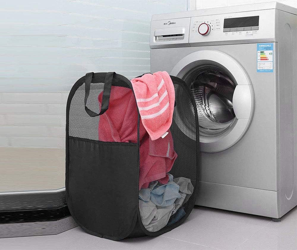 2 Pop-Up Laundry Hamper, Foldable Mesh Laundry Baskets (Each with 2 Reinforced H