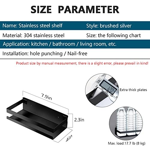 Rustproof Metal Storage Floating Shelves Wall Mounted 7.9in（20cm) Black
