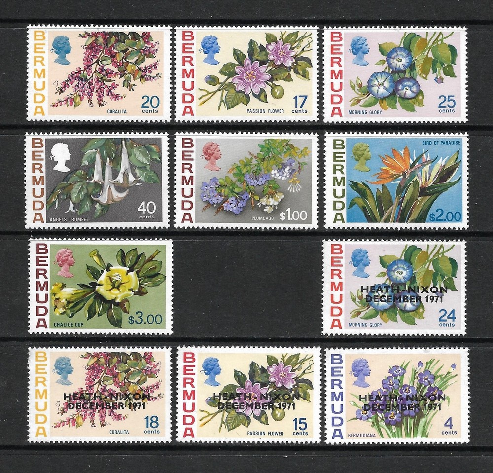 BERMUDA 1970-75 QEII FLOWERS MNH MINT NEVER HINGED VARIOUS VALUES.