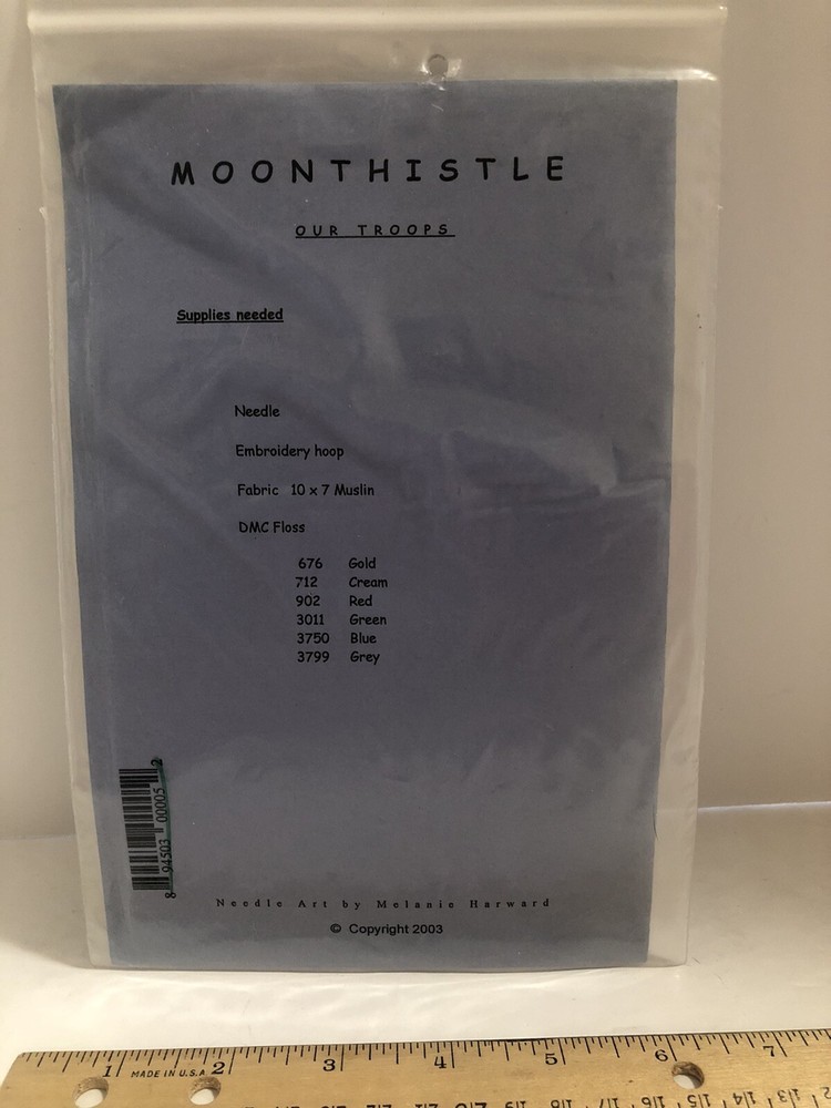 Moonthistle Hand Stitchery Embroidery Pattern, Our Troops, New
